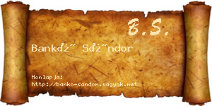 Bankó Sándor névjegykártya